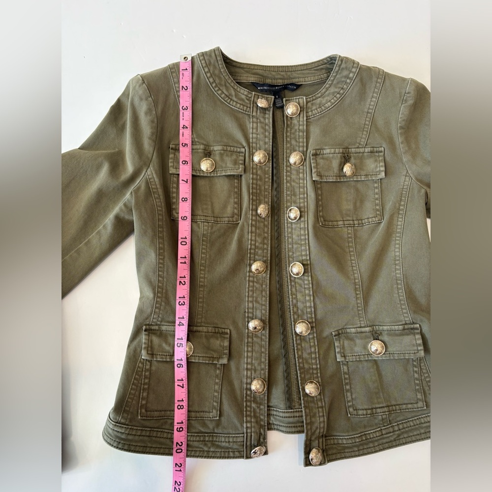 White House Black Market Olive Jacket with Gold Accents 4 - Picture 9 of 10